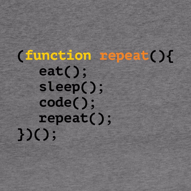 Function repeat, eat, sleep, code, repeat funny T-shirt by RedYolk